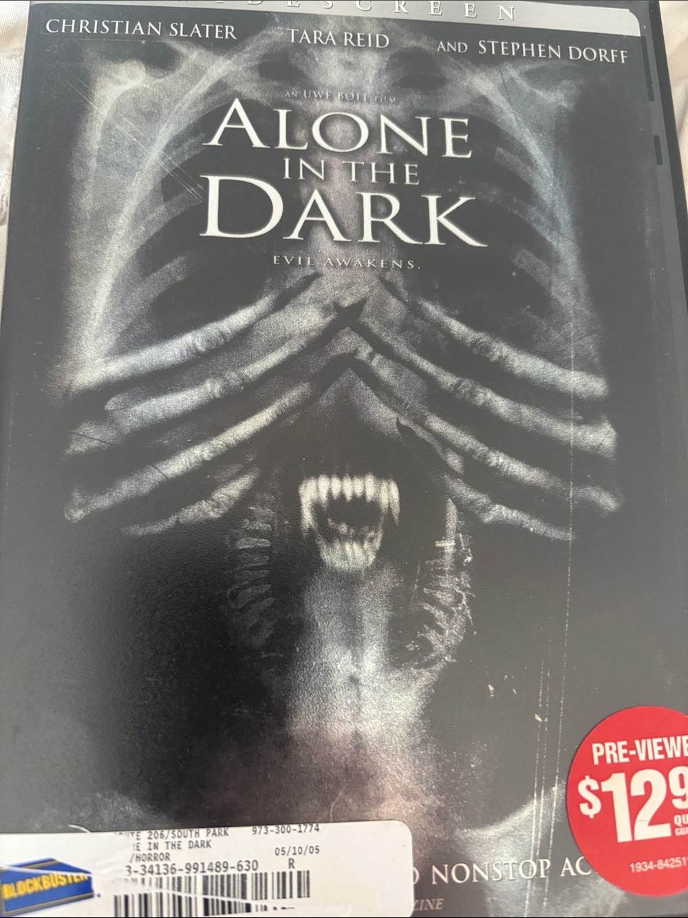 Alone in the Dark DVD — Black & White Horror Cover